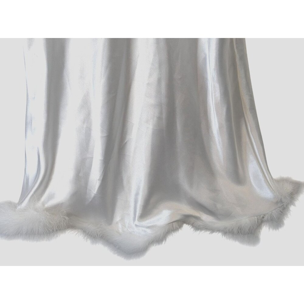 In Bloom by Jonquil sz S Hope Faux Feather Trim Satin Chemise Intimate Feminine - Picture 4 of 15